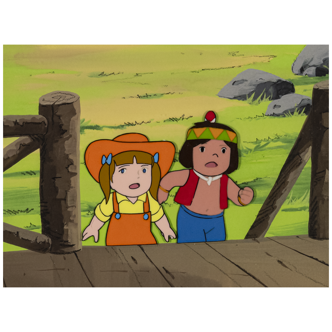 Lot 020　Wild Animals I Have Known: Little bear Jackie "Alice & Ran" Cel Handpainted Background, Douga attached②