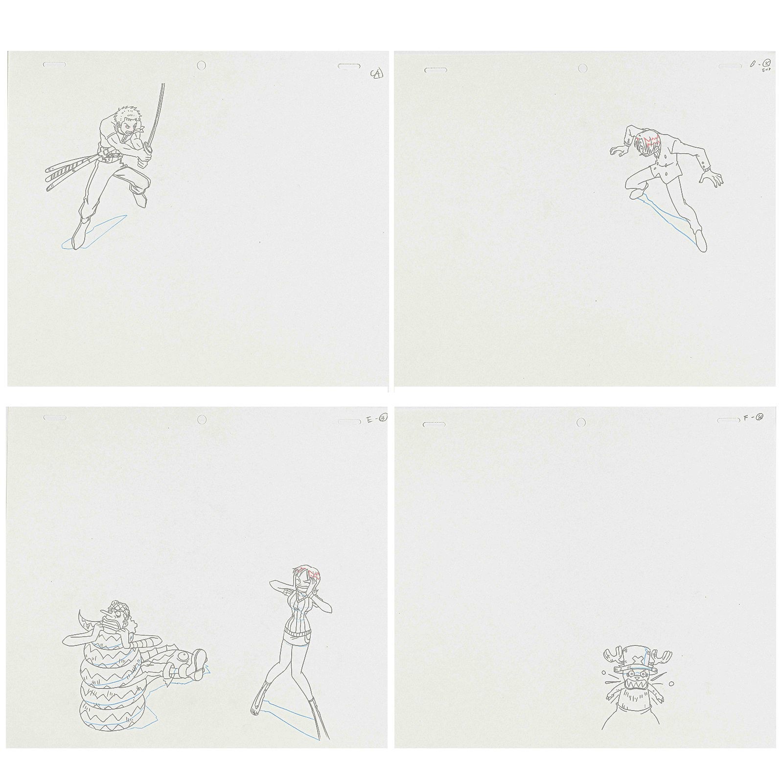 Lot 090　ONE PIECE Douga 4 sheets set
