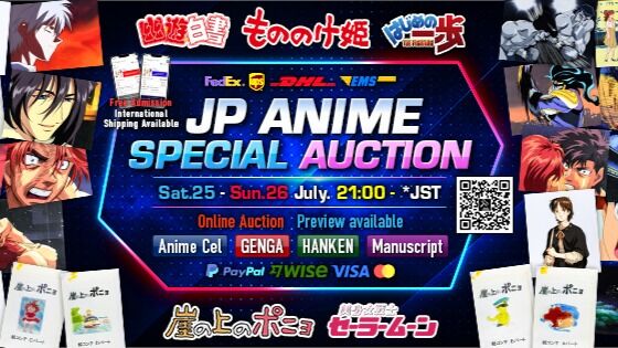 The 30th JP Anime Auction / #AkihabaraAuctions

July 25 (Sat) & July 26 (Sun)
Starting at 9:00 PM (Japan Standard Time)

Don't miss this exciting auction featuring a wide selection of original anime production artwork, including genga (key animation drawings) and animation cels from popular titles such as #ONEPIECE, #NARUTO, #Pokémon, Studio #Ghibli, #DragonBall, and #SailorMoon.

-Free registration & participation
-Worldwide shipping available
-Bid online from anywhere in the world

This is your chance to add rare and authentic anime collectibles to your collection!

Register now: https://auction-hall.com

Online Catalog:Available from July 11 (Sat) at
https://akihabara-auctions.com
Stay tuned!

#AnimeExpo #Cowboybebop #FMA #FullmetalArchemist #BLEACH #Jojo #ANIMEX #ANIMEEXPO2026 #AX2026 #AnimeExpo2026 #Anime #Japan #LosAngeles #Manga #Cosplay #Otaku #Gaming #RPG #AMV #Shoujo #Shounen #ShonenJump